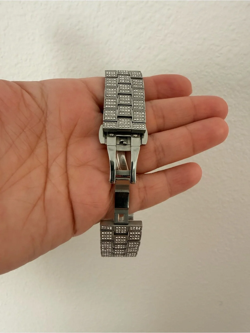 Silver Pave Square Bracelet Watch